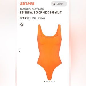 Perfect for summer! Skims curve hugging scoop neck Neon orange bodysuit.